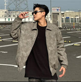 Men's Loose Suede Fabric Jacket Casual Jacket